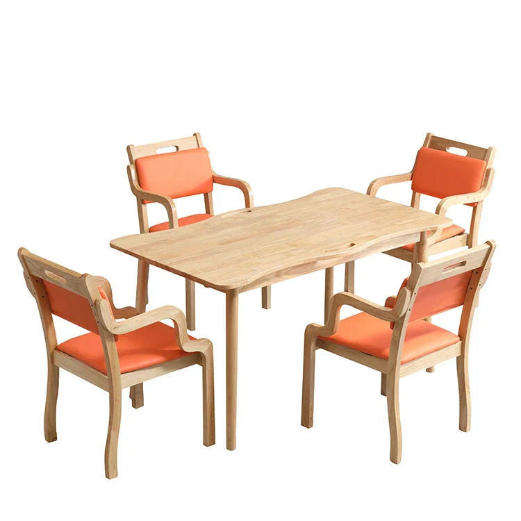 Afralia™ Solid Wood Dining Table Chairs Set - Apartment Furniture Leisure Dining Chairs