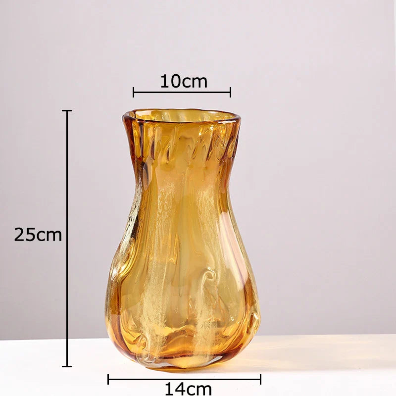 Amber Glass Vase Hydroponics Pot for Table Decoration by Afralia™