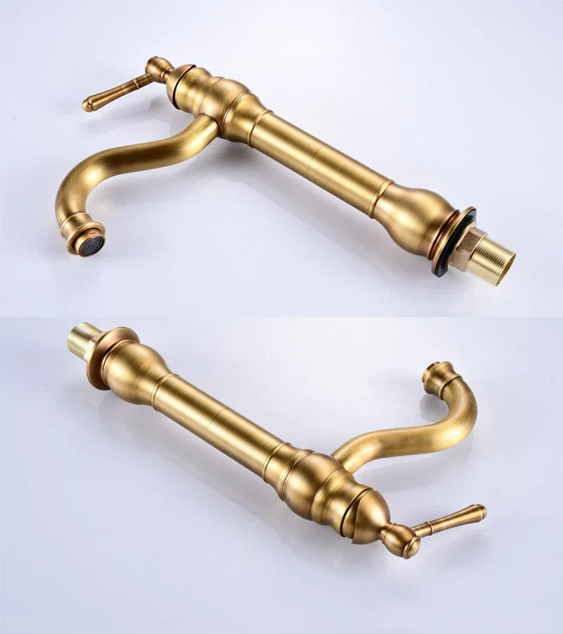 Afralia™ Brass Basin Faucet: Vessel Sink Mixer Tap, Single Hole Bathroom Hot Cold Water.