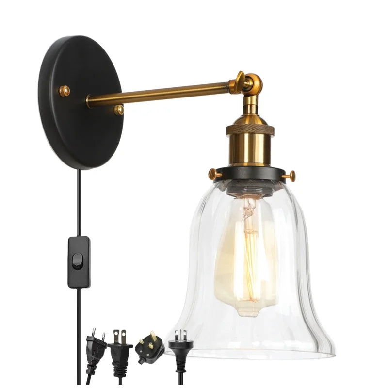 Afralia™ Industrial Clear Glass Wall Sconce Light for Stair, Foyer, Bedroom.