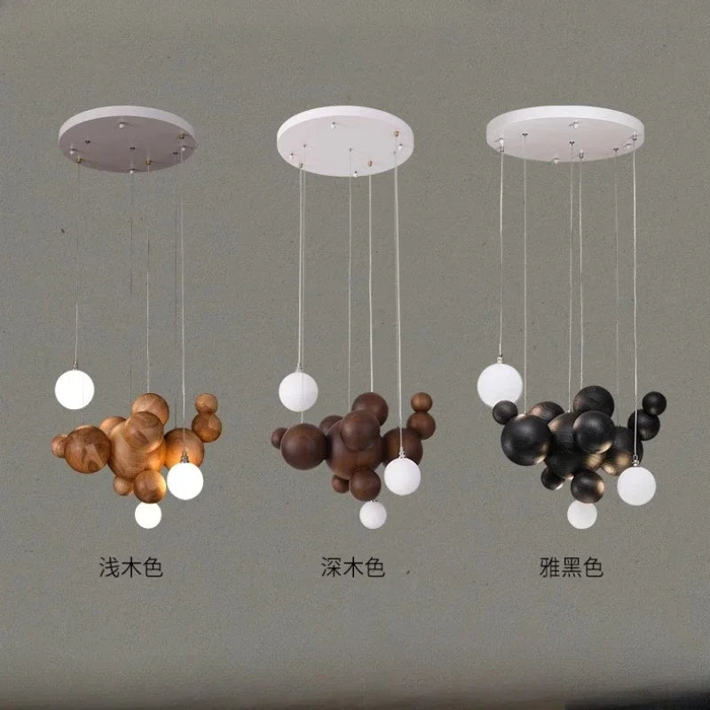 Afralia™ Wooden Ball Pendant Light: Creative Solid Wood Art for Kitchen, Restaurant, Bar LED Lighting