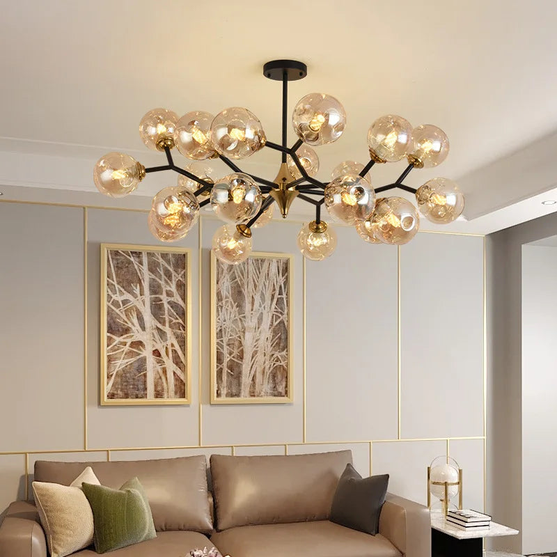 Afralia™ Nordic Glass Ball LED Chandeliers for Home Indoor Decor and Ceiling Lamps