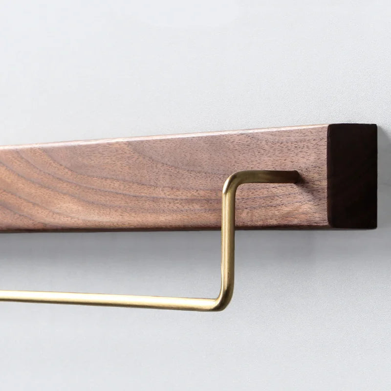 Afralia™ Black Walnut Wood Towel Rack with Brass Accents