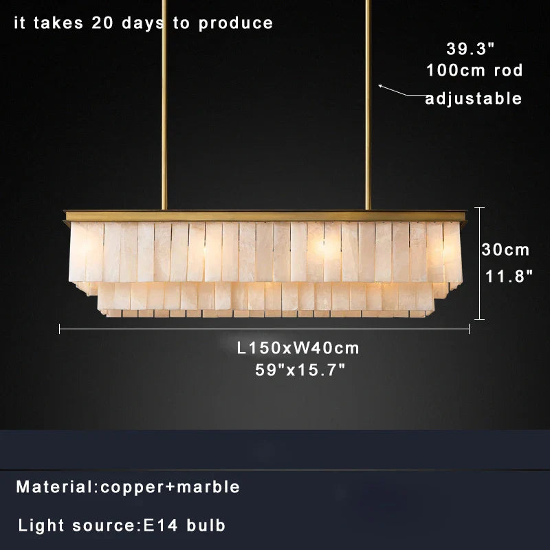 Afralia™ Marble Bronze Copper Chandelier: Modern Luxury Rectangle Dining Table Decor.