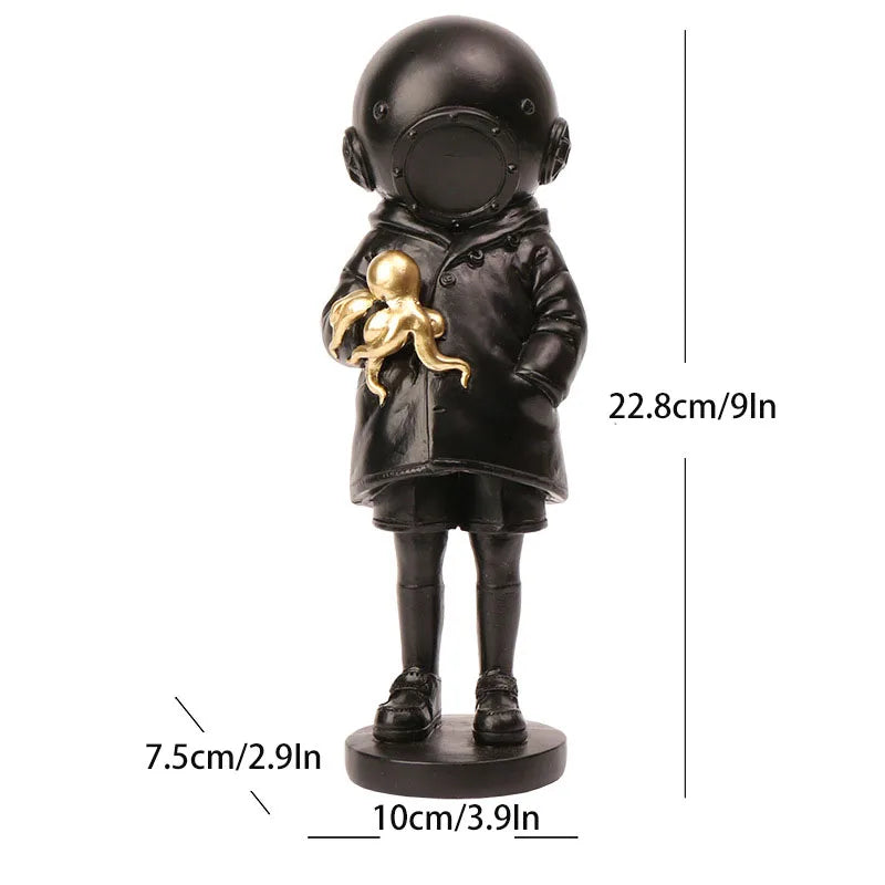 Afralia™ Deepsea Diver Sculpture Banksy Collectible Toy Resin Figurine Home Decor