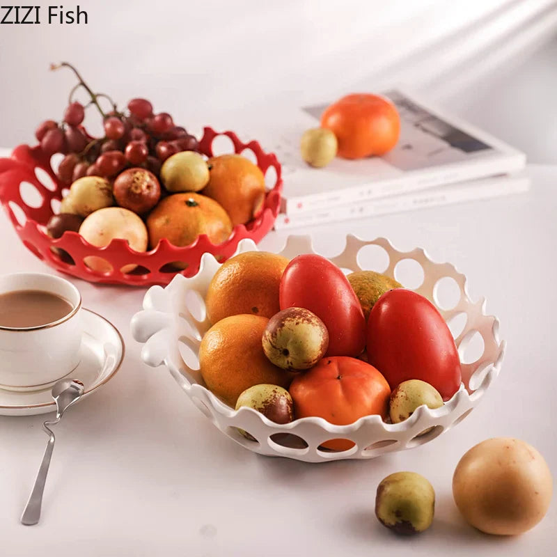 Afralia™ Minimalist Hollowed Out Fruit Bowl Snack Tray Home Kitchen Dessert Plate