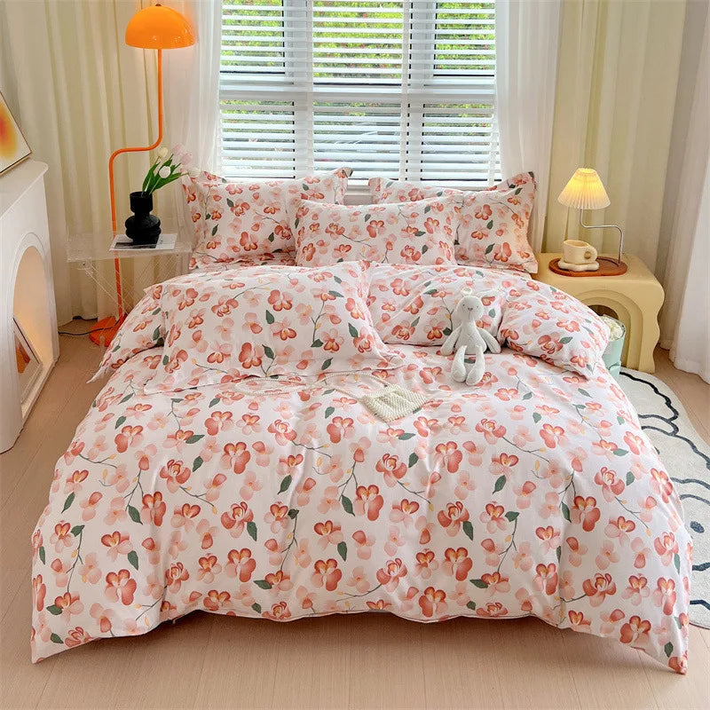 Afralia™ Luxury Cotton Stripe Printed Bedding Sets for Queen King Beds.