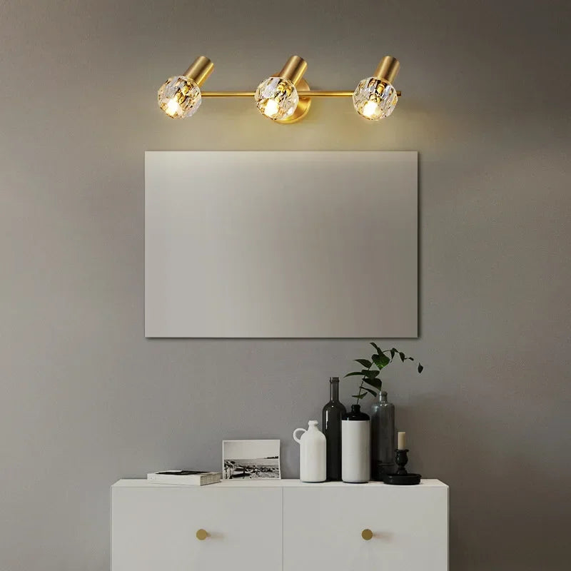 Afralia™ Crystal Gold Wall Lamp: Luxury Modern Led Indoor Lighting for Living Room, Bedroom, Study.