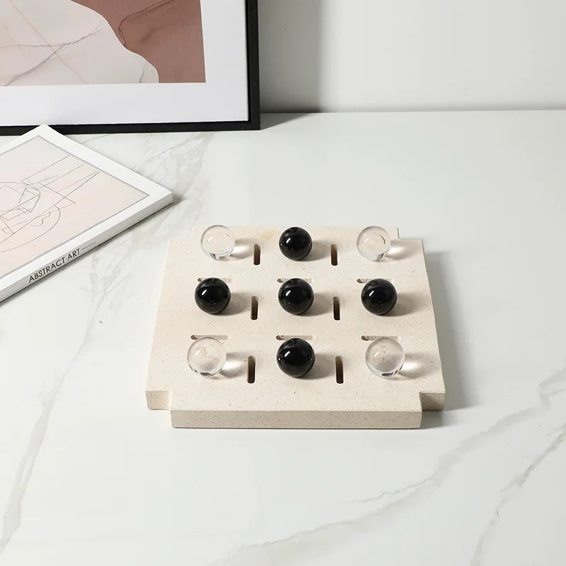 Afralia™ Geometric Glass Bead Chess Set Home Decor Figurines - Marble Ornaments