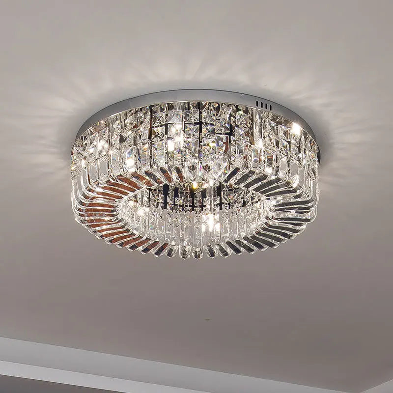 Afralia™ Nordic Crystal Ceiling Chandelier Chrome LED Light for Living Room