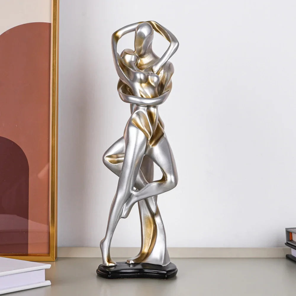 Afralia™ Silver Resin Abstract Sculpture for Home Decor, Living Room, Wine Cabinet