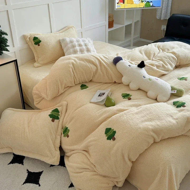 Afralia™ Teddy Velvet Bedding Set for Winter Warmth and High-end Comfort