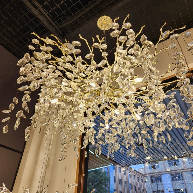 Afralia™ Nano Crystal Chandelier Horse Eye Pendant LED Lighting for Luxury Living Room & Hall