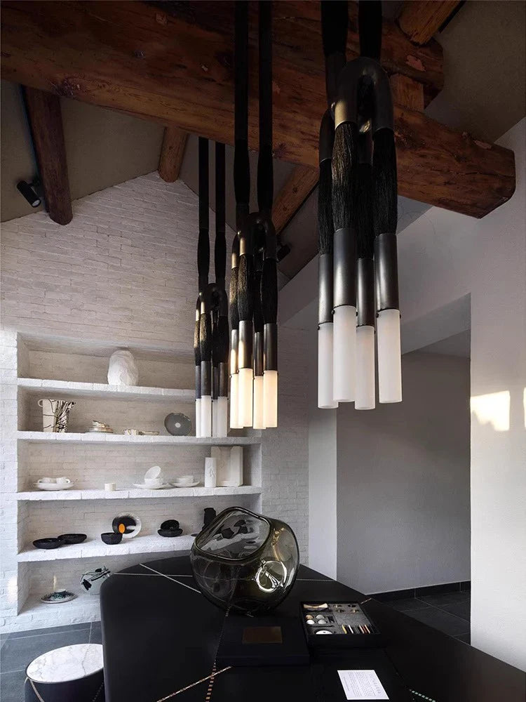 Afralia™ Vintage Horsehair Brass Pendant Light - Art Deco LED Ceiling Fixture