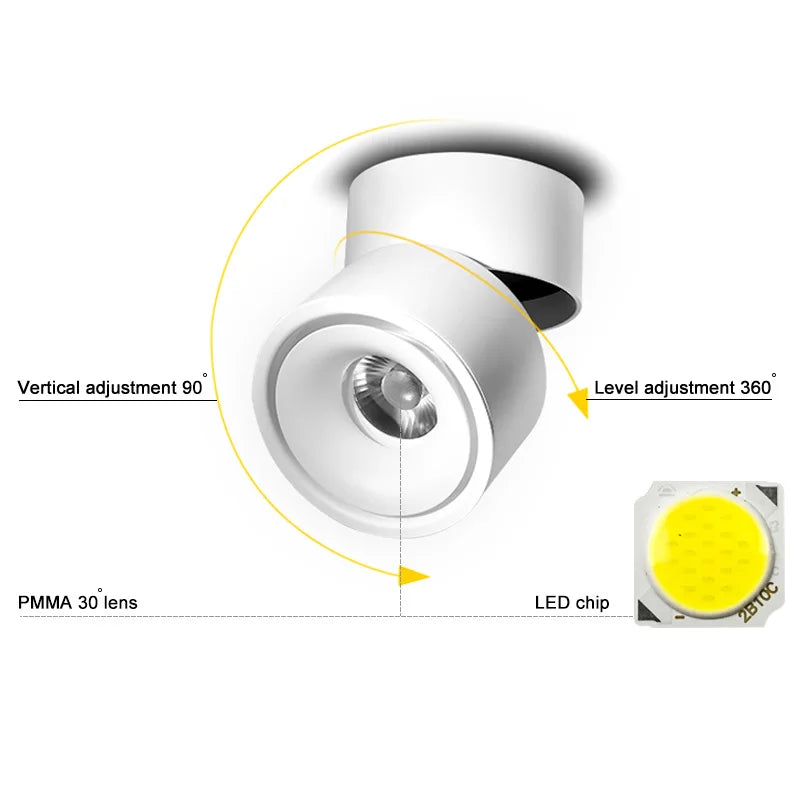 Afralia™ COB LED Ceiling Spot Light, Adjustable Angle, Black/White Shade, AC85-265V