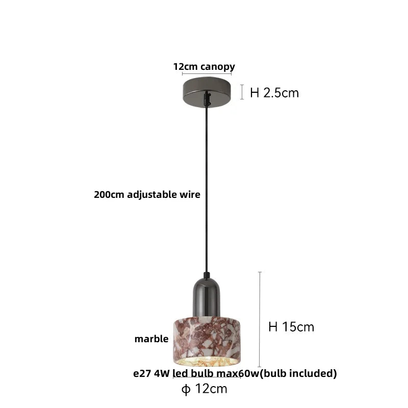 Afralia™ Nordic LED Pendant Light - Luxury Stone Ball Wire Adjustable Home Decor