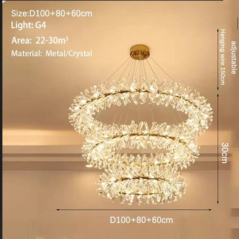 Afralia™ Luxury Crystal Chandelier: Modern LED Round Ceiling Lamp