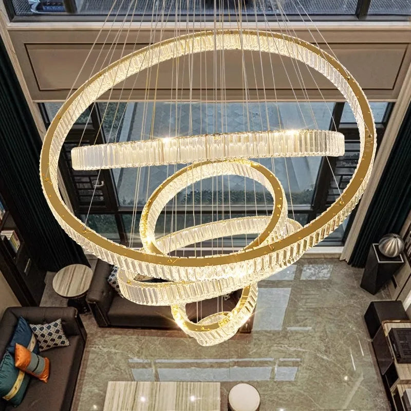 Afralia™ Crystal Chandelier: Luxury Living Room Pendant Light, Stair Lamp & Ceiling Lighting