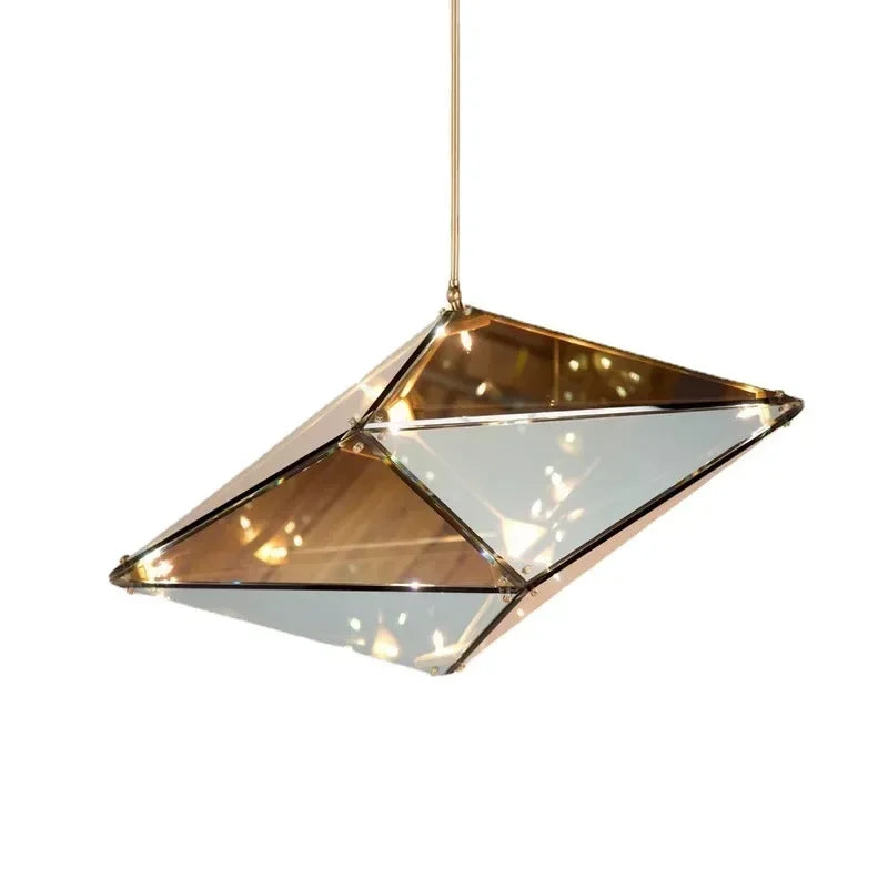 Afralia™ Angular Diamond Glass Chandelier Ceiling Light for Home Decor