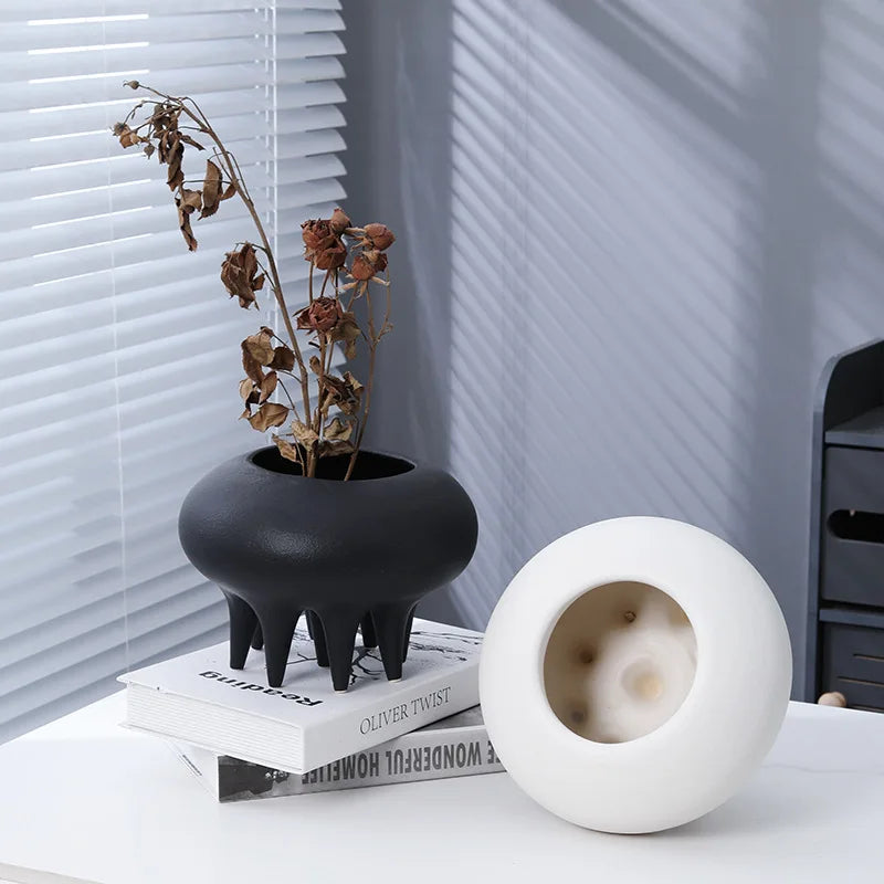 Afralia™ High Legged Ceramic Flower Vase for Home Decorations and Hydroponic Arrangements