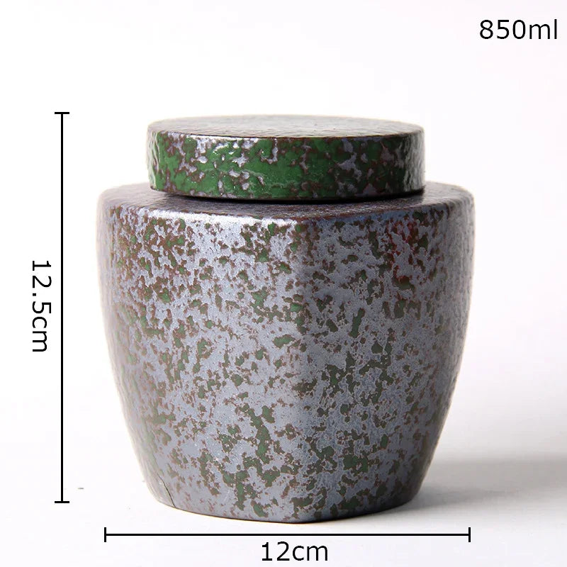 Afralia™ Ceramic Tea Canister | Sealed Coffee Storage Jar | Rough Pottery Tea Caddy