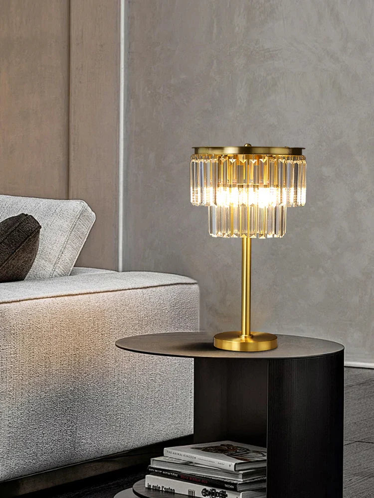 Afralia™ Copper Crystal Table Lamp: Elegant Dimmable Nightstand Light for Bedroom Décor