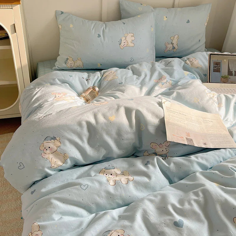 Afralia™ Cotton Cartoon Printed Bedding Set for All Seasons