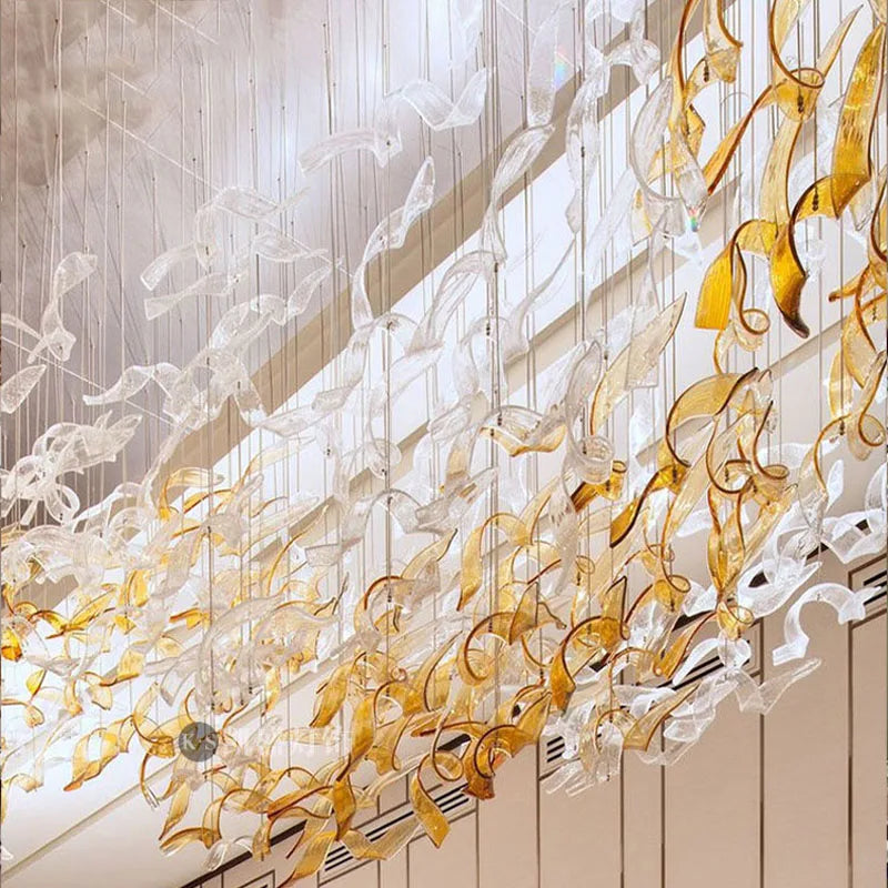 Afralia™ Luxury Glass Stair Chandelier for Villa & Hotel Lobby