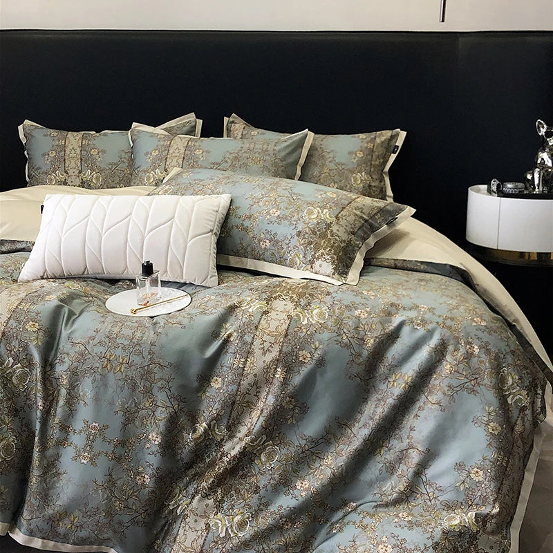Afralia™ Luxury 1000TC Egyptian Cotton Bedding Set with Vintage Print and Silky Finish