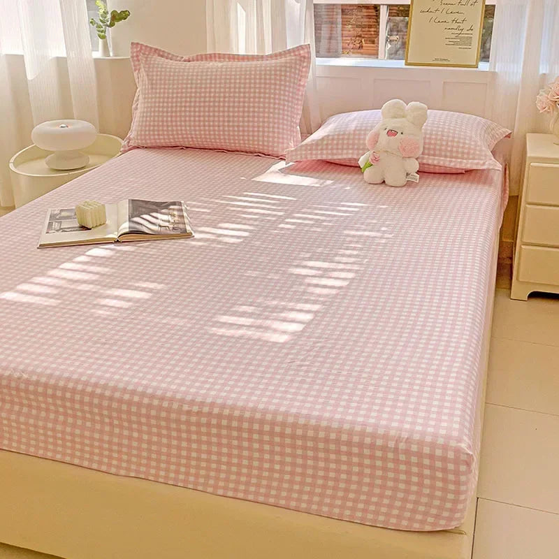 Afralia™ Soft Grid Pattern Cotton Bedsheet - Skin Friendly, Non Slip & Ultra Thin