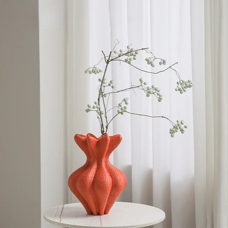 Afralia™ White Vase Resin Handicraft Abstract Ornament for Room Decoration