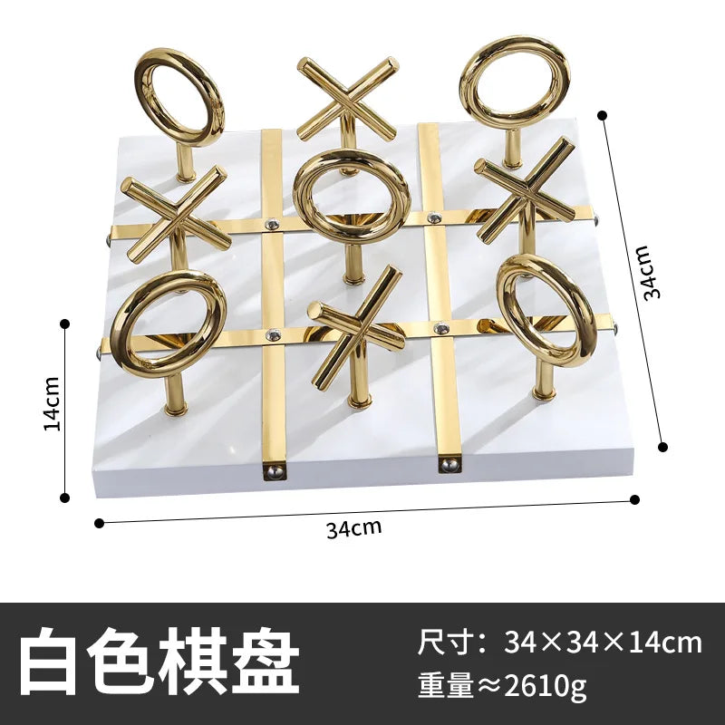 Afralia™ Golden Chessboard Metal Handicraft Sculpture for Home Decoration