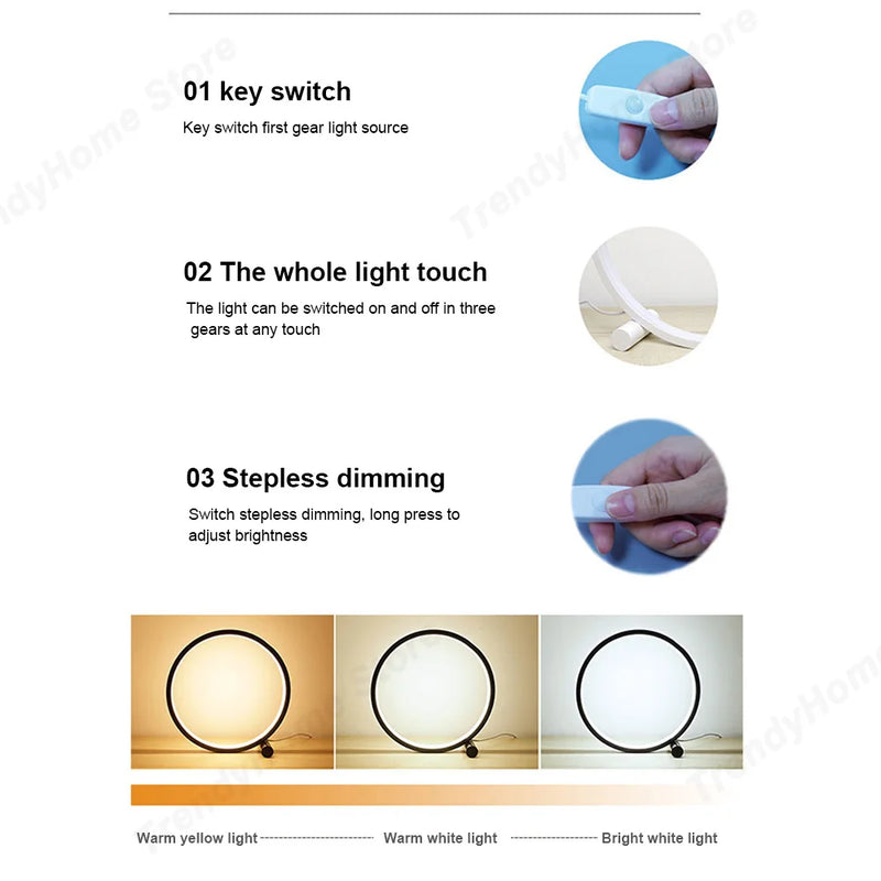 Afralia™ LED Circular Ring Table Lamp Dimmable Night Light