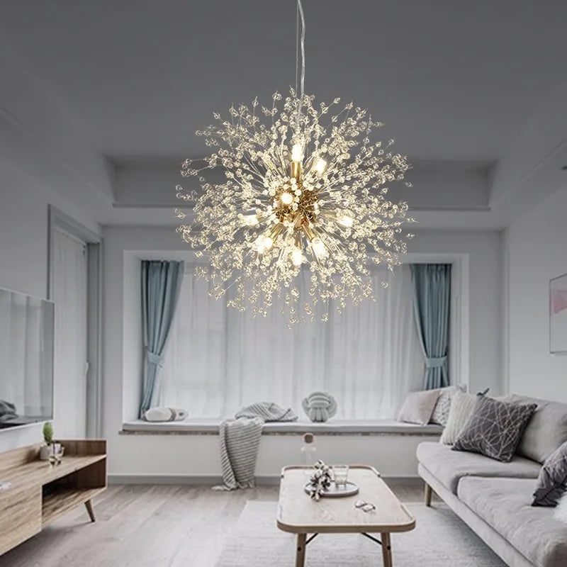 Afralia™ Crystal Dandelion Pendant Lights for Chic Home Decor