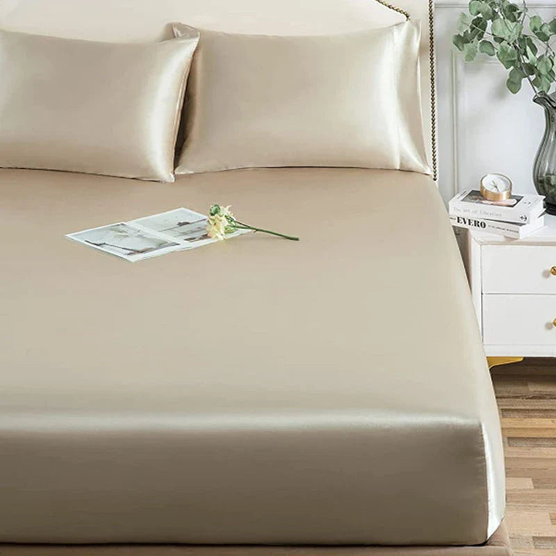 Afralia™ High-Quality Rayon Satin Bed Sheets King Queen Full Twin Single Double Bed Linen