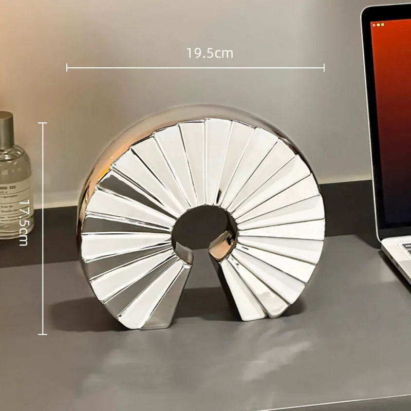 Afralia™ Geometric Ceramic Fan Ornament Sculpture for Home Decor