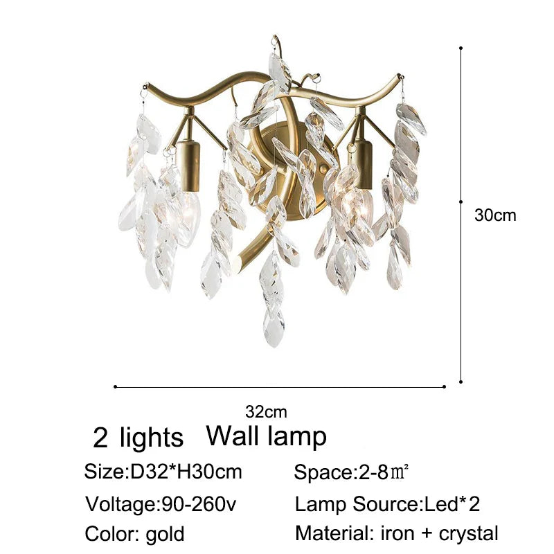 Afralia™ Crystal Bedroom Living Room Ceiling Chandelier Glossy Lamps