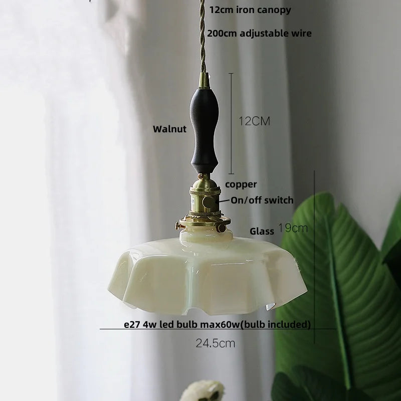 Afralia™ Green Flower Glass Pendant Light - Modern Kitchen Bar Restaurant Hanging Lamp