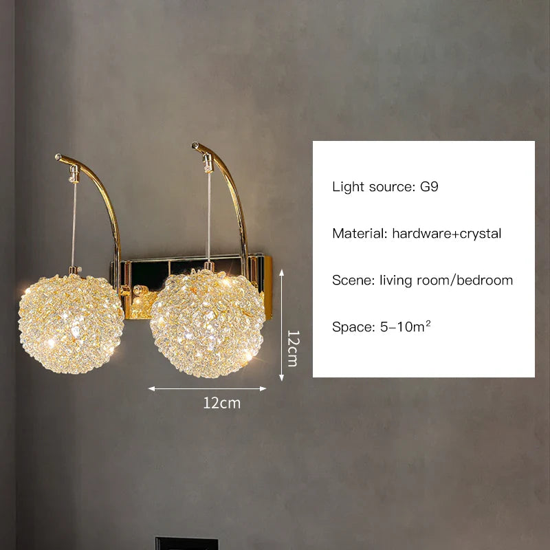 Afralia™ Crystal Wall Lights Sconce for Bedroom Foyer Bedside Aisle.
