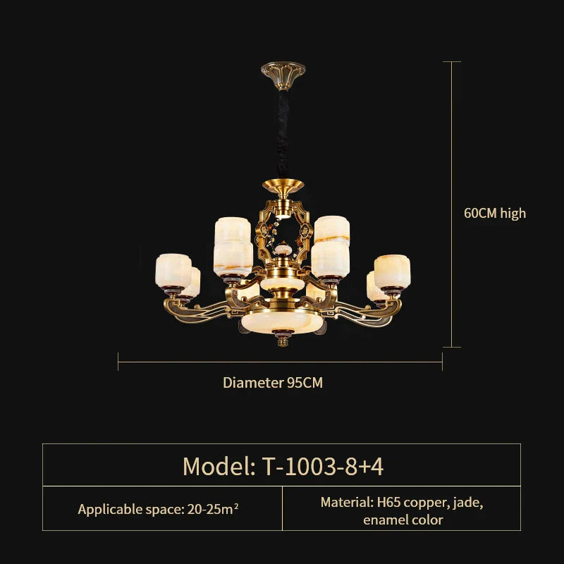 Afralia™ Zinc Alloy Chandelier with Jade Crystal Accent for Duplex Building Living Room