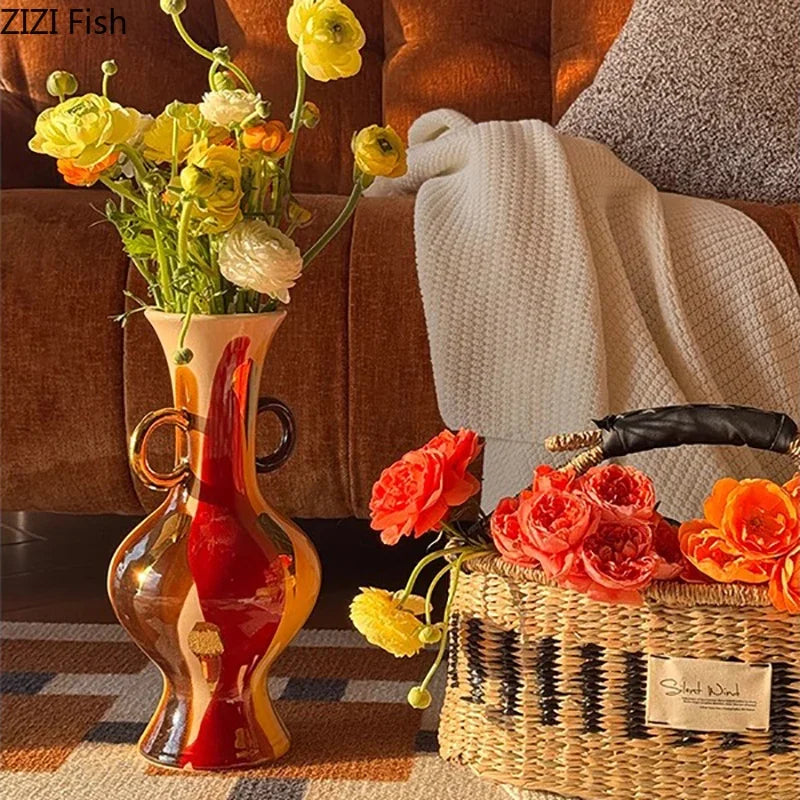 Afralia™ Ceramic Vase Plant Pots: Creative Floral Arrangement Ornaments for Aesthetic Room Decor