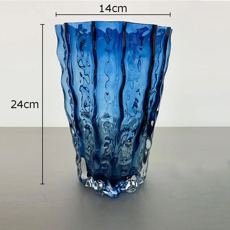 Afralia™ Clear Ice Vase for Hydroponic Flowers Desk Decor Bouquets Minimalist Floral Arrangement Modern Glass Pot