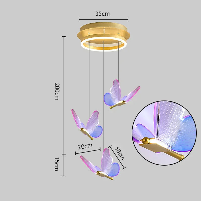 Afralia™ Butterfly LED Chandelier for Duplex Villa Living Room Romantic Wedding Decor