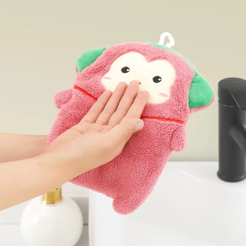 Afralia™ Cute Cartoon Animal Hand Towel Double Layer Thickened Towel for Kids Home Kitchen