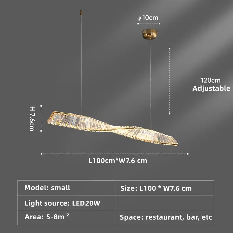 Afralia™ Spiral Crystal Chandelier Pendant Light for Kitchen Bar Dining Room