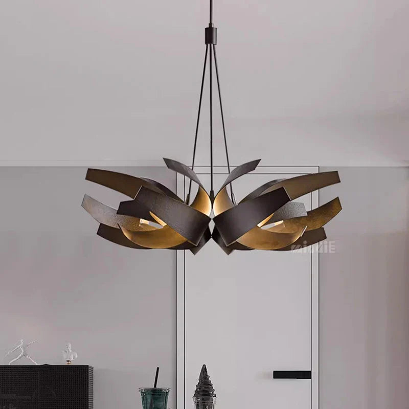 Afralia™ Modern Gold/Black Iron Chandelier for Dimmable Dining Room Lighting