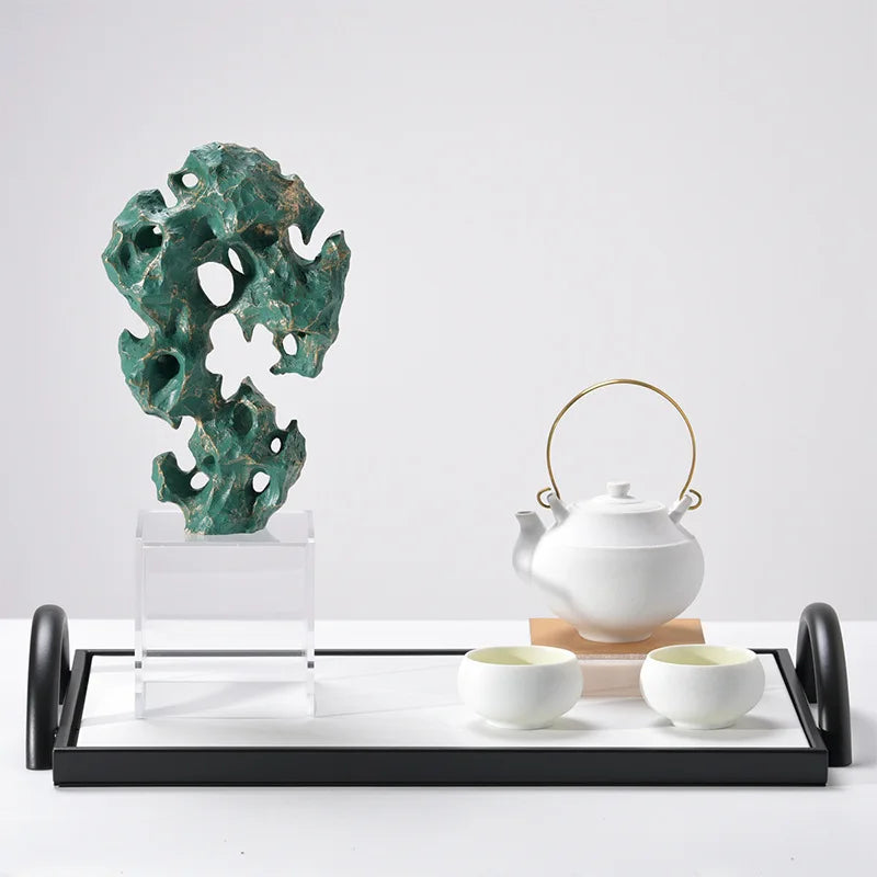 Afralia™ Green Taihu Stone Coral Sculpture for Room Decoration