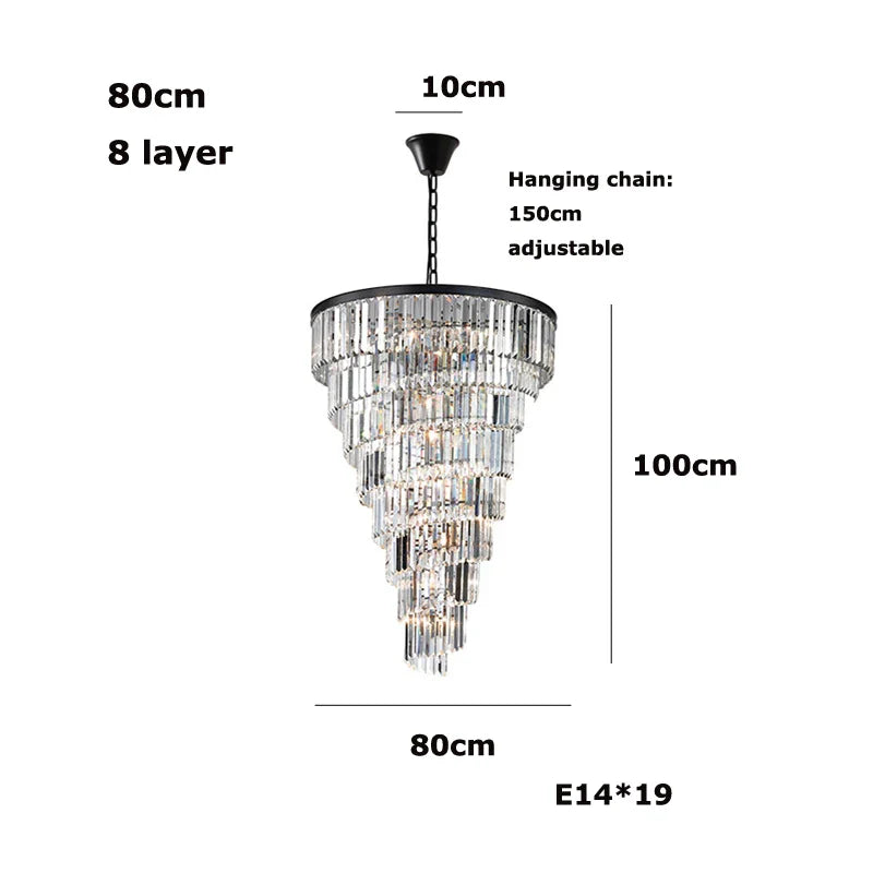 Afralia™ Spiral Crystal Black Pendant Light - Elegant Living Room Hanging Lamp