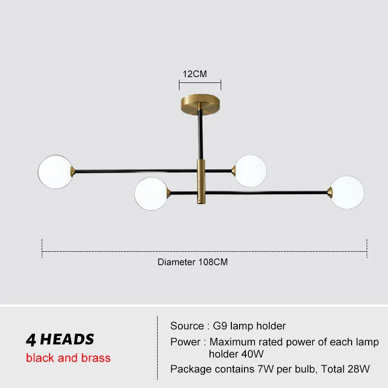 Afralia™ Brass Chandelier: Nordic Glass Pendant Lights for Home, Living Room, Bedroom, Restaurant & Cafe