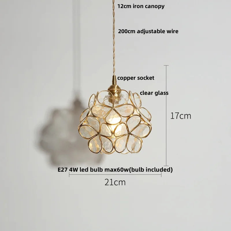 Afralia™ Clear Glass Copper LED Pendant Lamp for Home Decor and Lighting